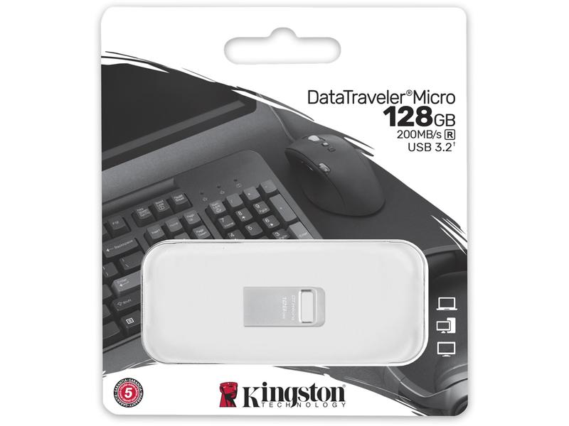 Kingston USB-Stick DT Micro 128 GB Ultrakompakter USB-Stick im Metallgehäuse