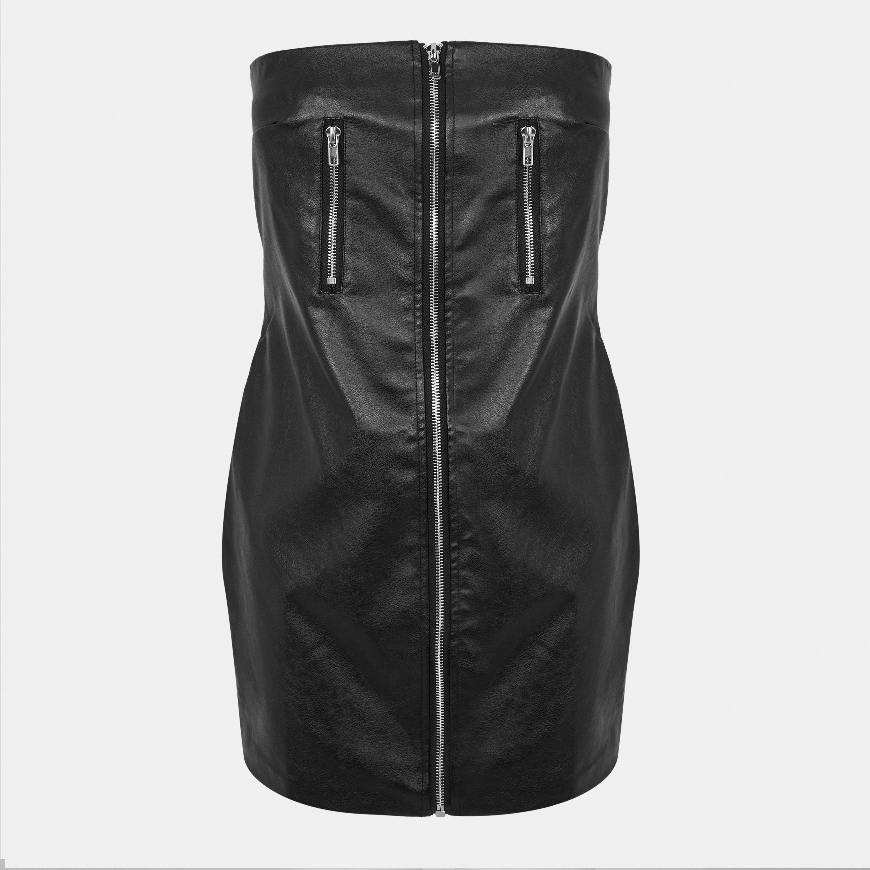Missy Empire ME Zip Front Faux Leather Mini Dress Womens