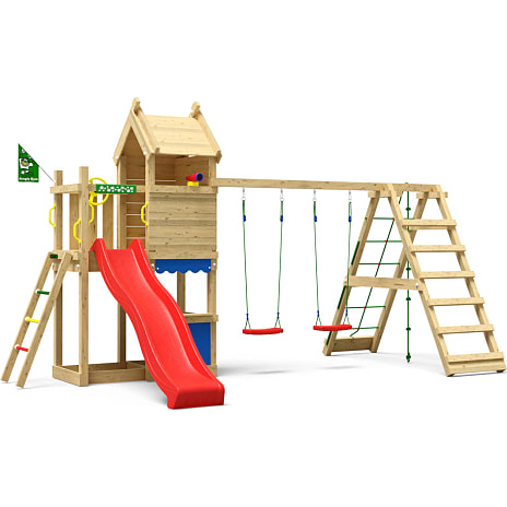 Jungle Gym Resort legetårn komplet inkl. klatremodul og rød rutsjebane
