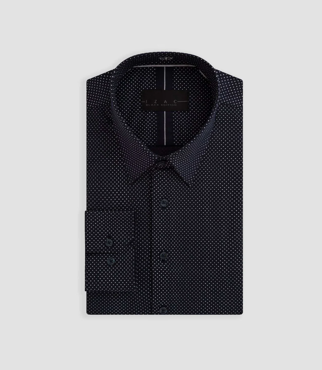 Chemise imprimée à pois marine 