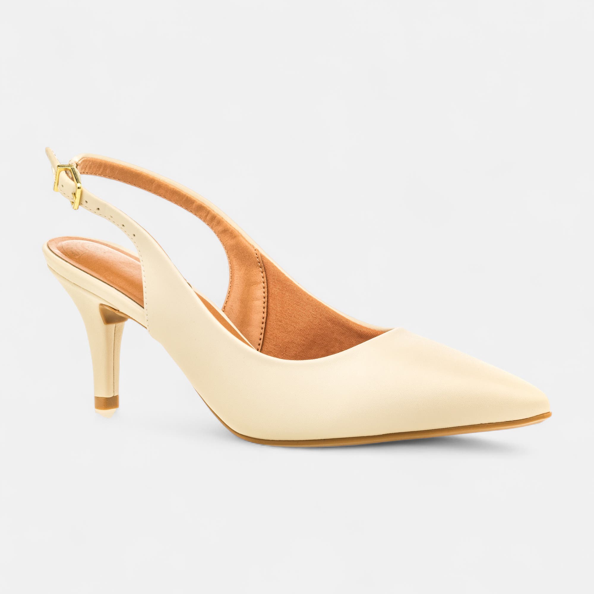 Escarpins avec bride arrière à talon Femme beige