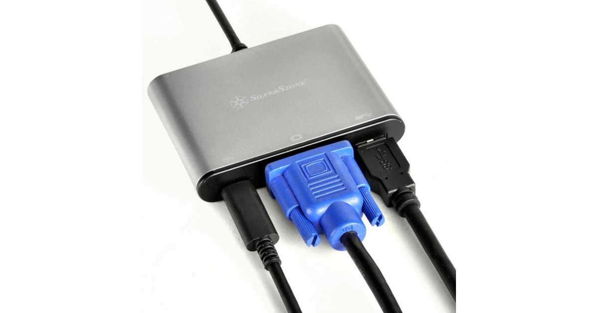 SilverStoneUSB-C naar VGA adapter  (Zilver/zwart)