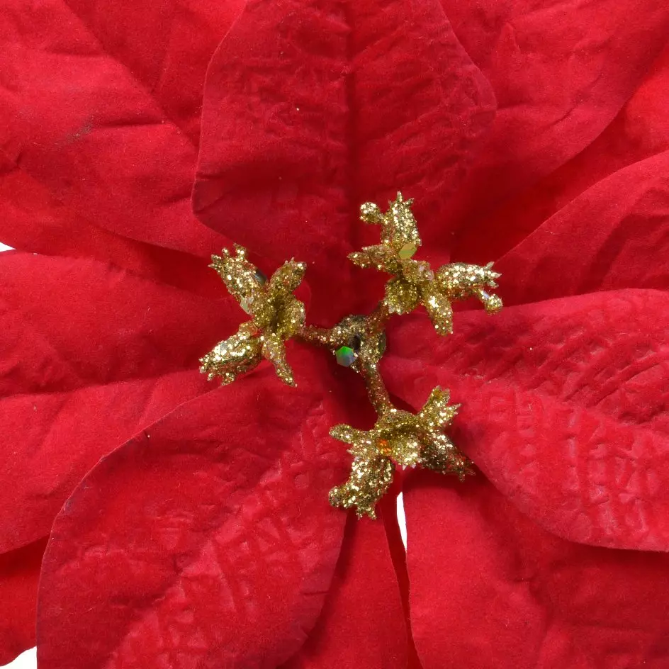Poinsettia de Noël Noelie sur clip (D16 cm) Rouge