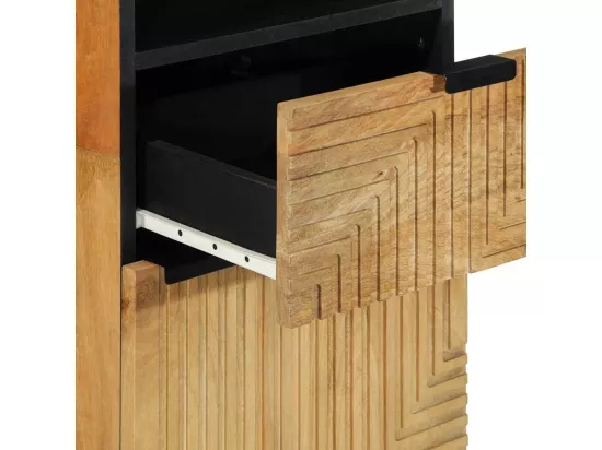 Armoire salle de bain marron 38x33x160 cm bois massif manguier