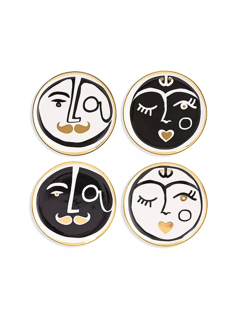 JONATHAN ADLER Glasuntersetzer 4-er Set MARSEILLES 10cm Black / White schwarz