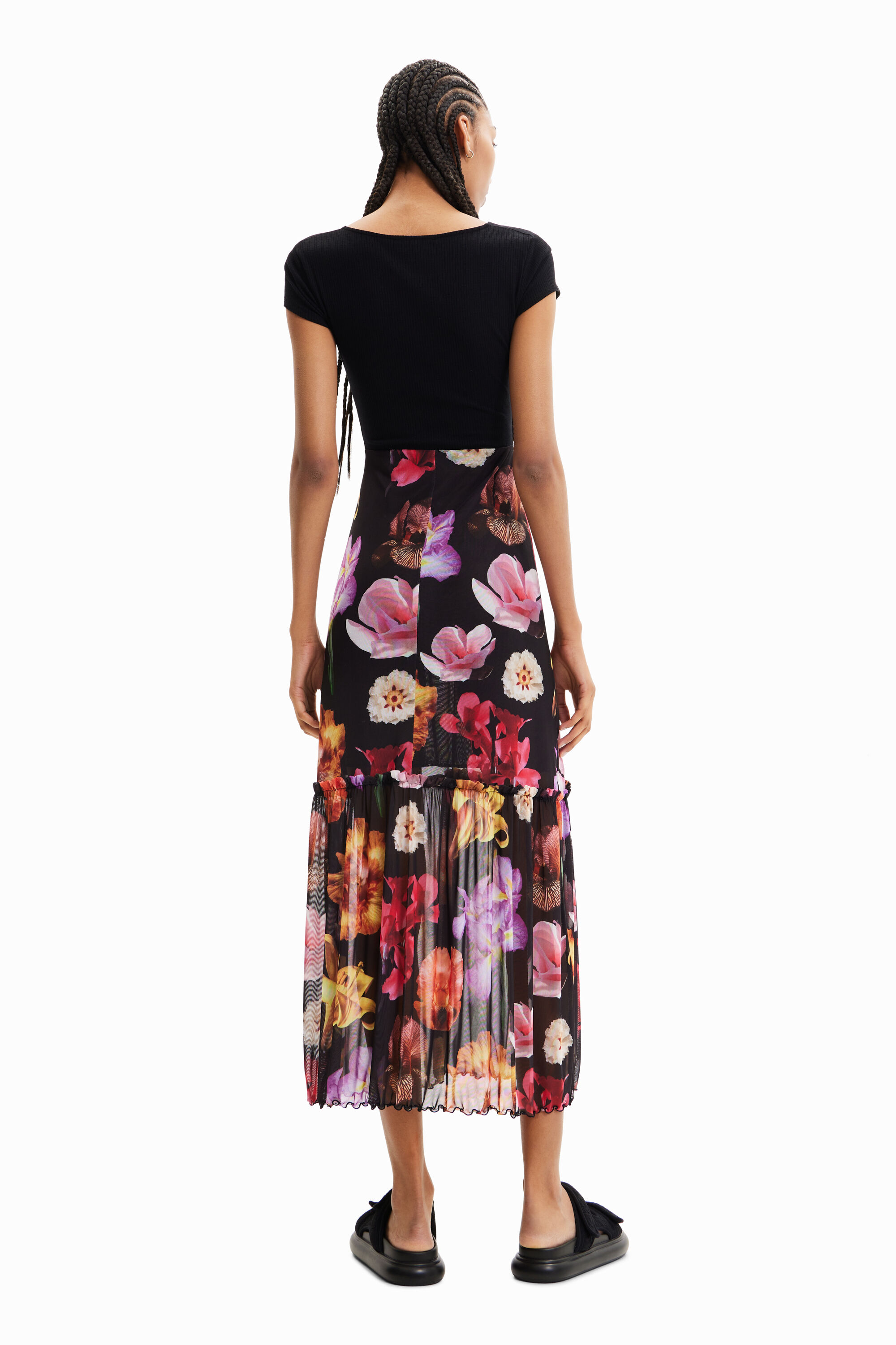Robe longue combinée fleurs M. Christian Lacroix