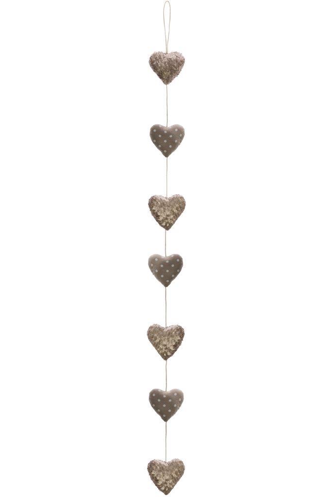 Hängedekoration Hearts - grau-rosa - 148 cm