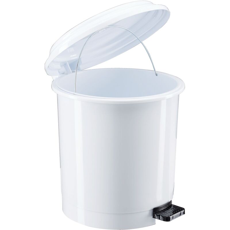 Poubelle plastique 12 litres ronde blanche à pédale