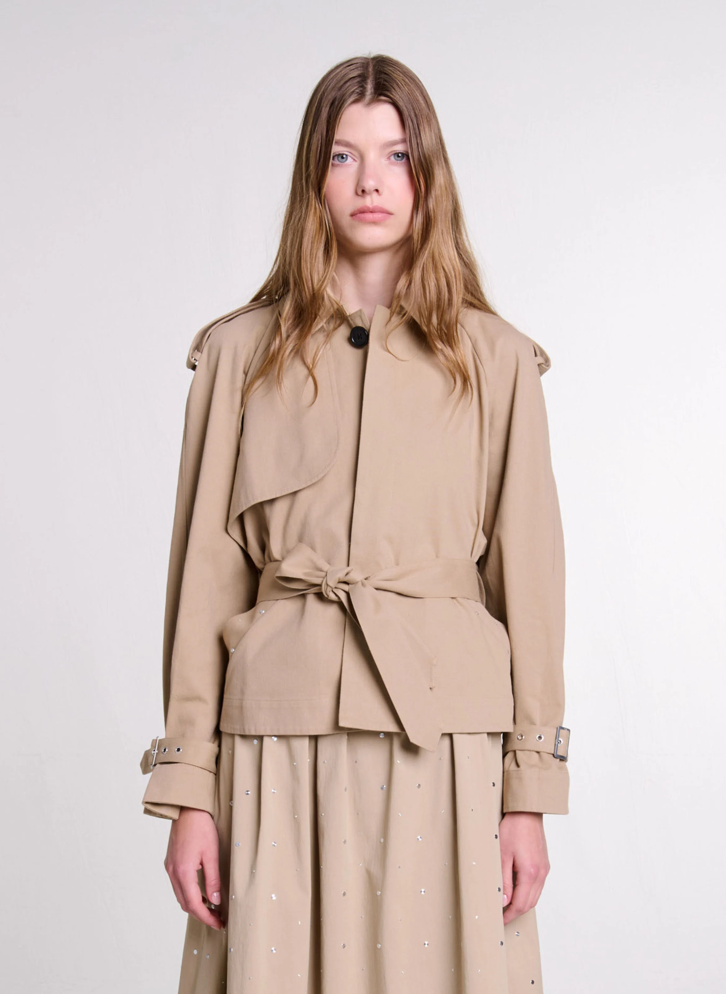 Veste courte déperlante en coton | Beige