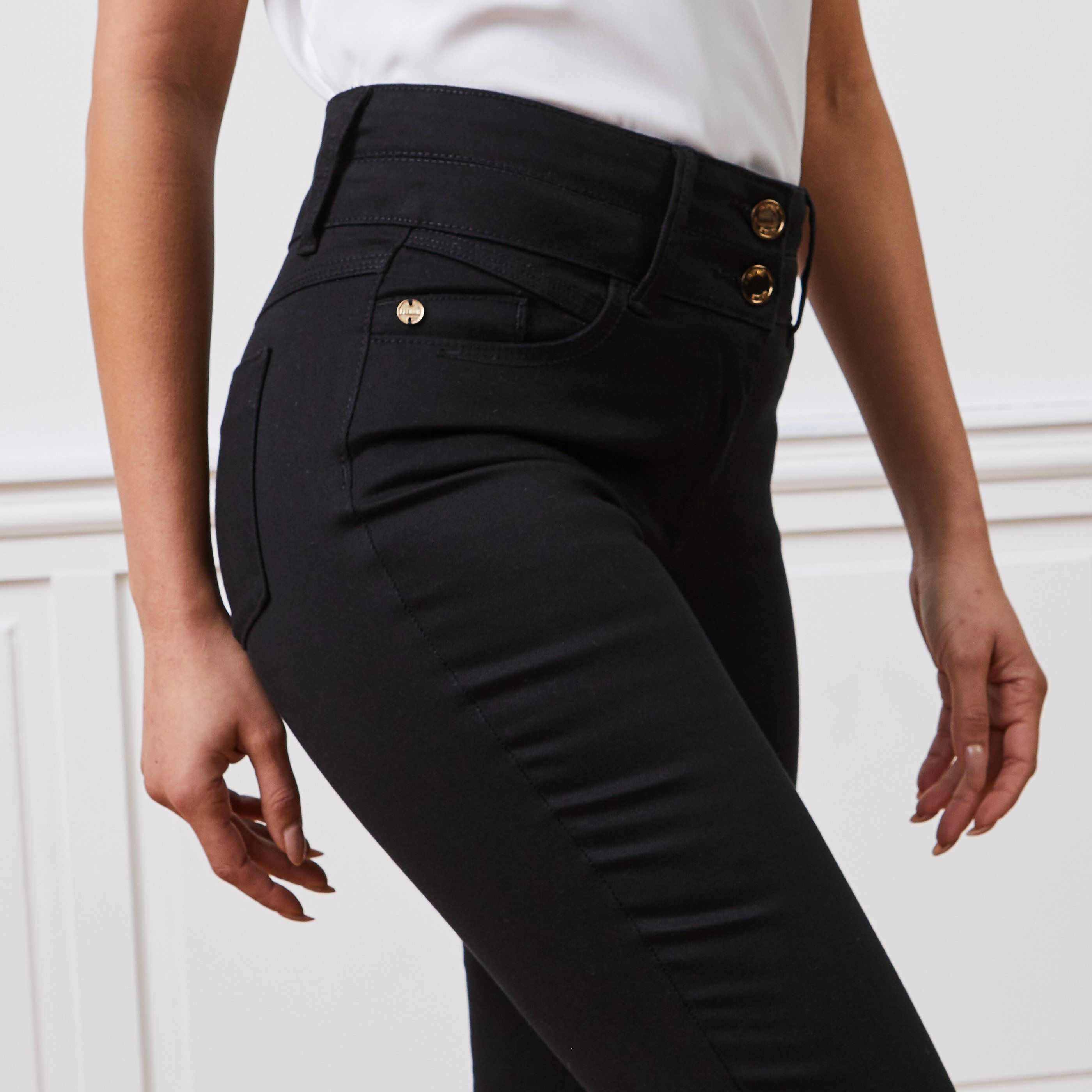 Jean slim taille haute MILAN femme - BLACK