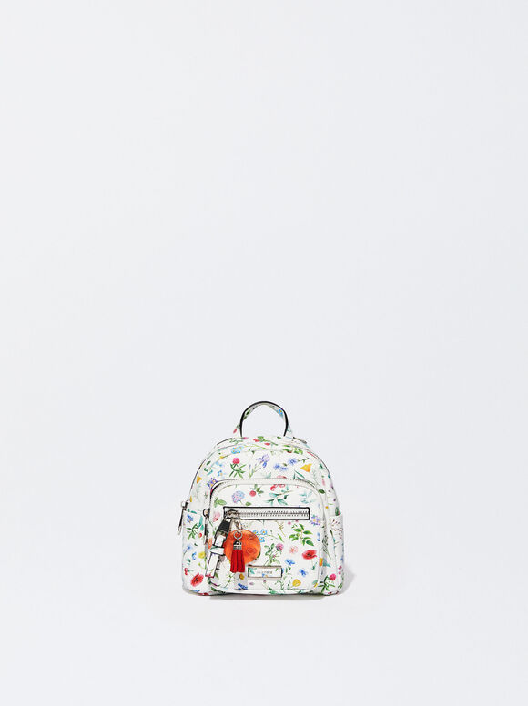 Mochila mini com estampa floral - Vermelha