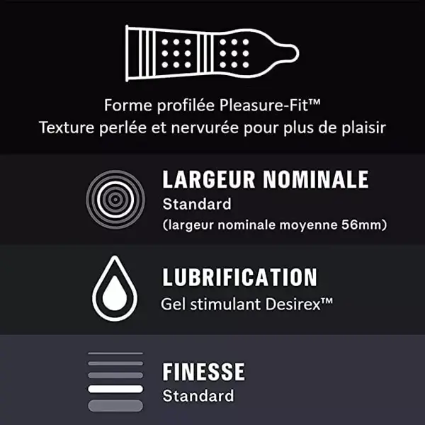 Camisinhas Durex Orgasm'Intense, pacote com 20 unidades - Extralubrificadas, estimulantes e texturizadas - 2 pacotes com 10 unidades cada