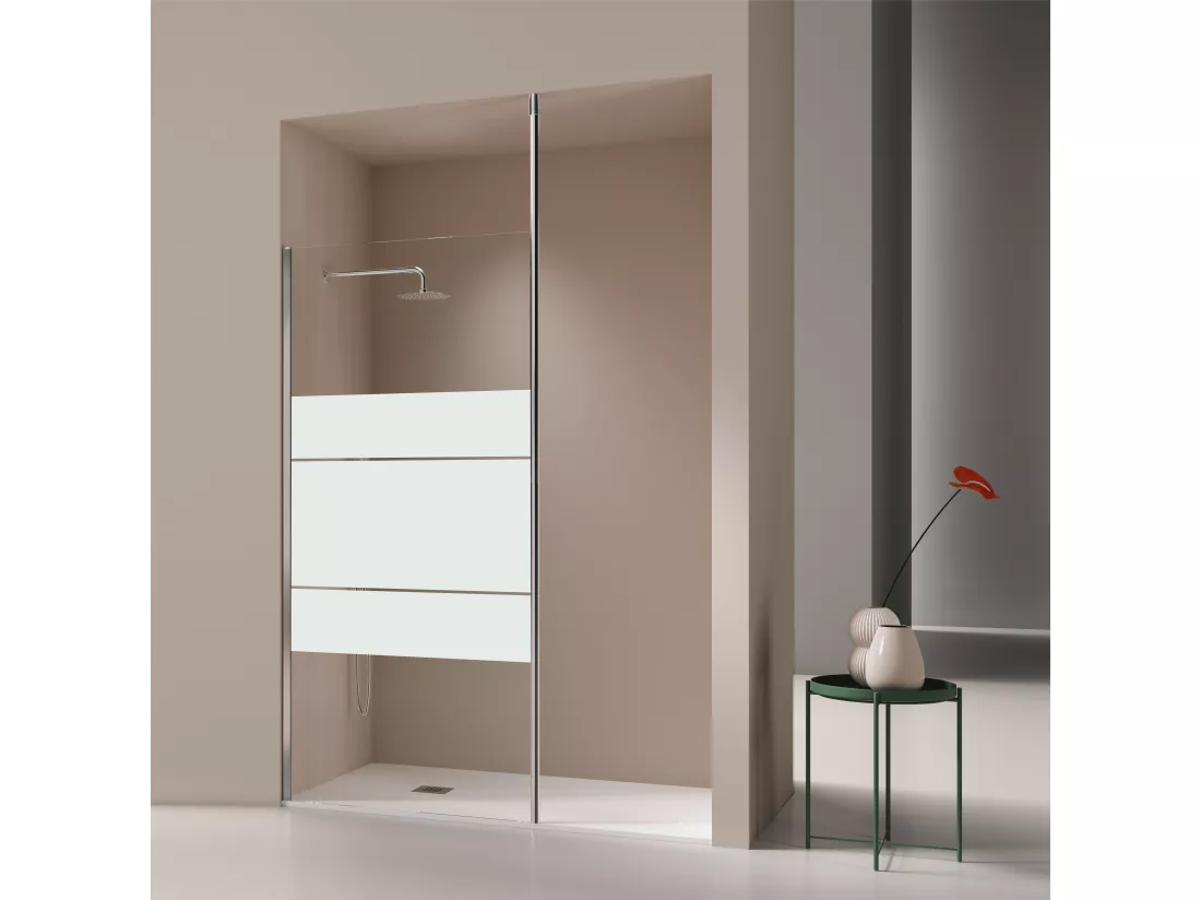 Paroi de douche fixe FRESH LEVANTE profil chromé 100 cm Sérigraphié