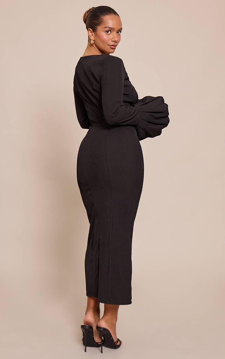 Noir Robe Maxi Shape À Encolure Carrée Et Manches Bouffantes