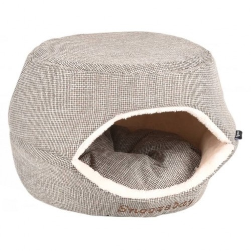 Toca Flamingo Snoozebay com almofada cinza bege para gatos