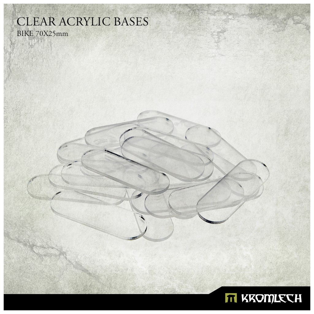 Clear Acrylic Bases: Bike 70x25mm (20)
