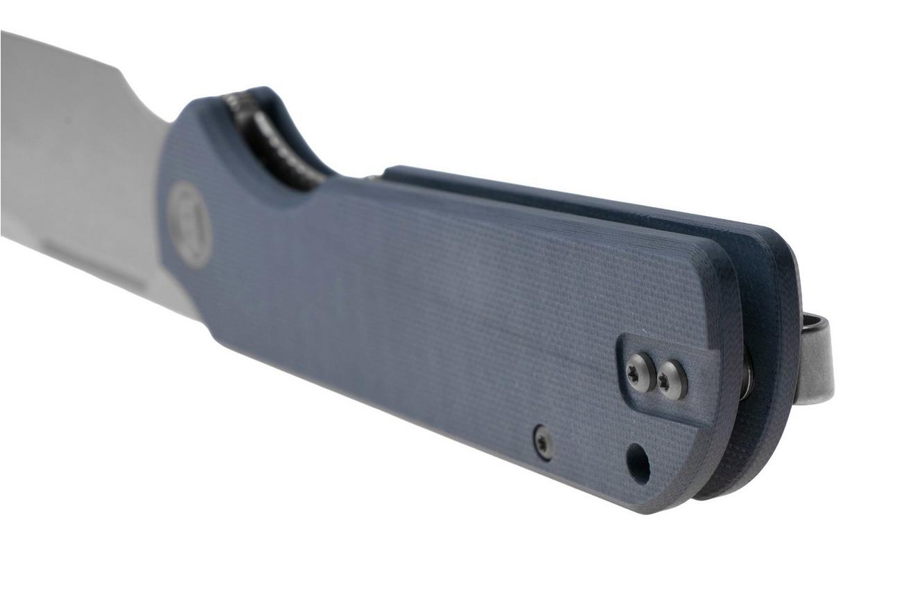 Eutektik Binary BIN-DSW-L Stonewashed 14C28N, Blue G10, linkshandig zakmes