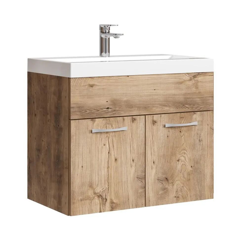 Badplaats Badkamermeubel Montreal 60 x 35 cm – Kastanje Eiken – Wastafel met