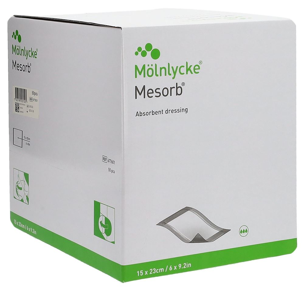 MESORB Absorbierender Saugverband 15x23cm steril 50 Stk
