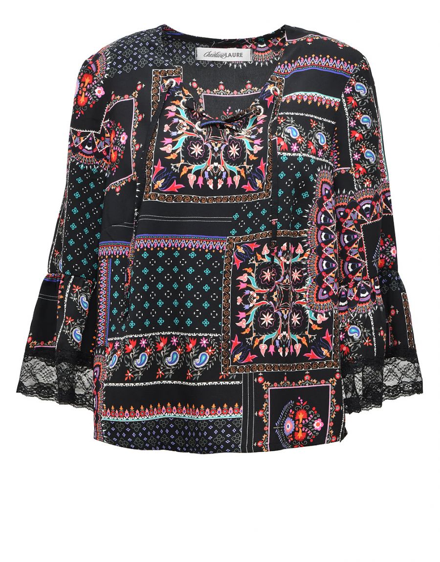 Blouse noire et violette