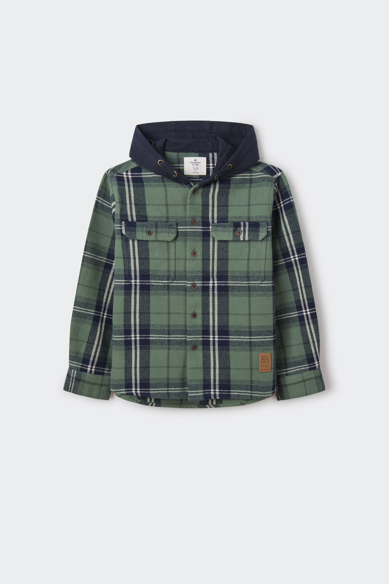 Camisa xadrez com capuz para menino