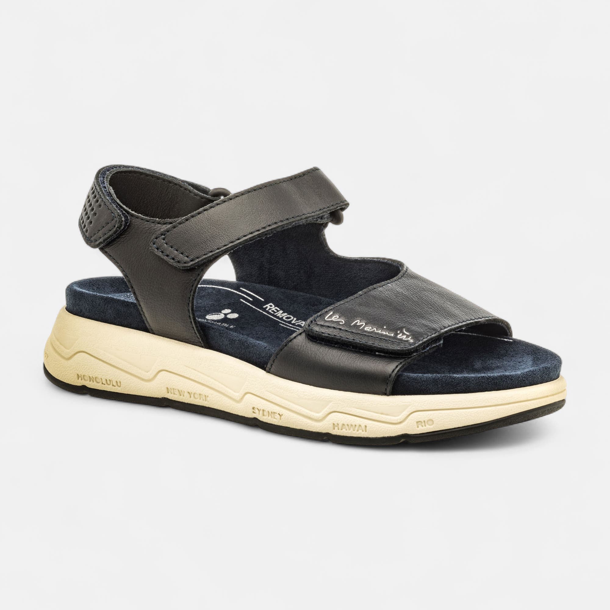 Sandales Femme en cuir bleu marine
