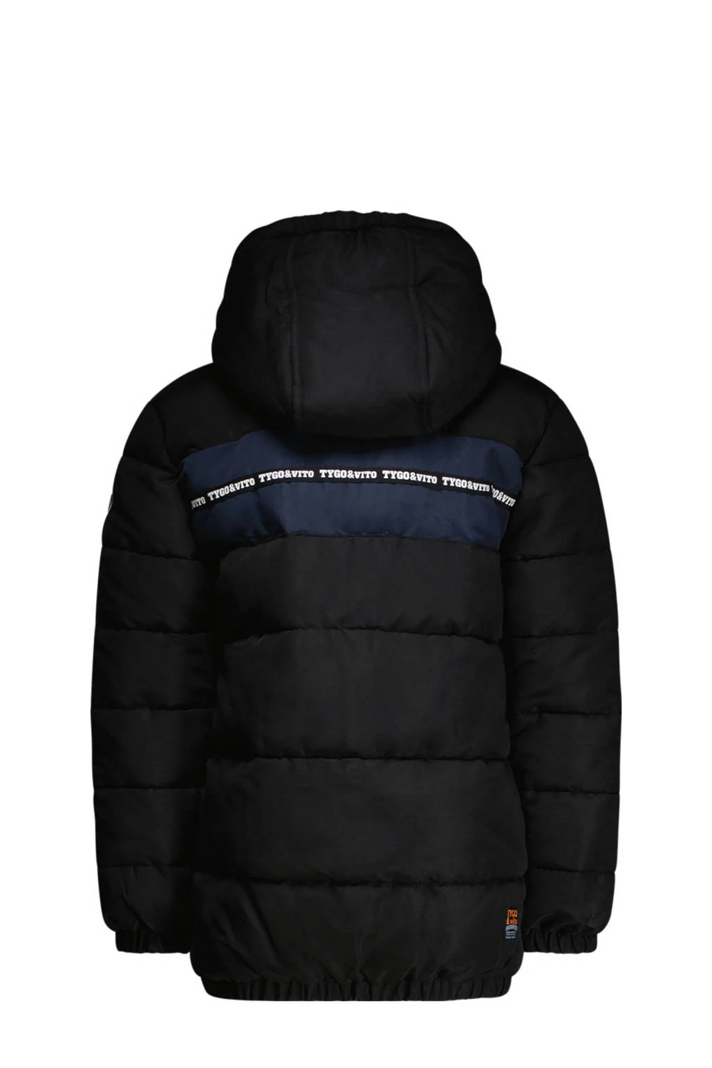 TYGO & vito gewatteerde winterjas Jordi zwart/blauw