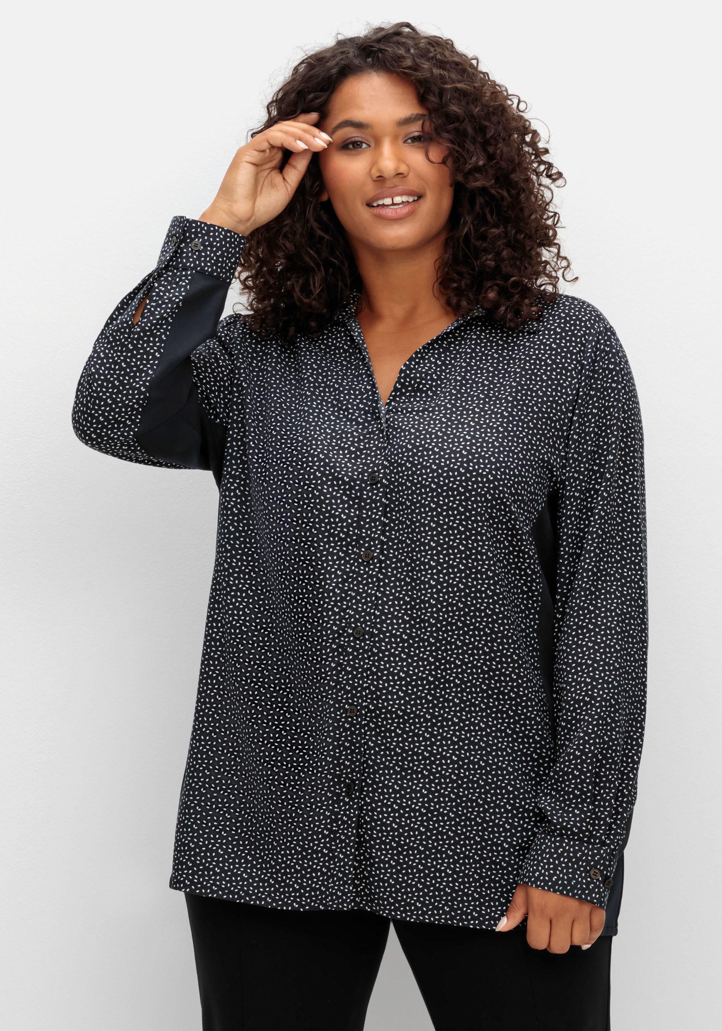 Bluse mit Print und elastischen Einsätzen