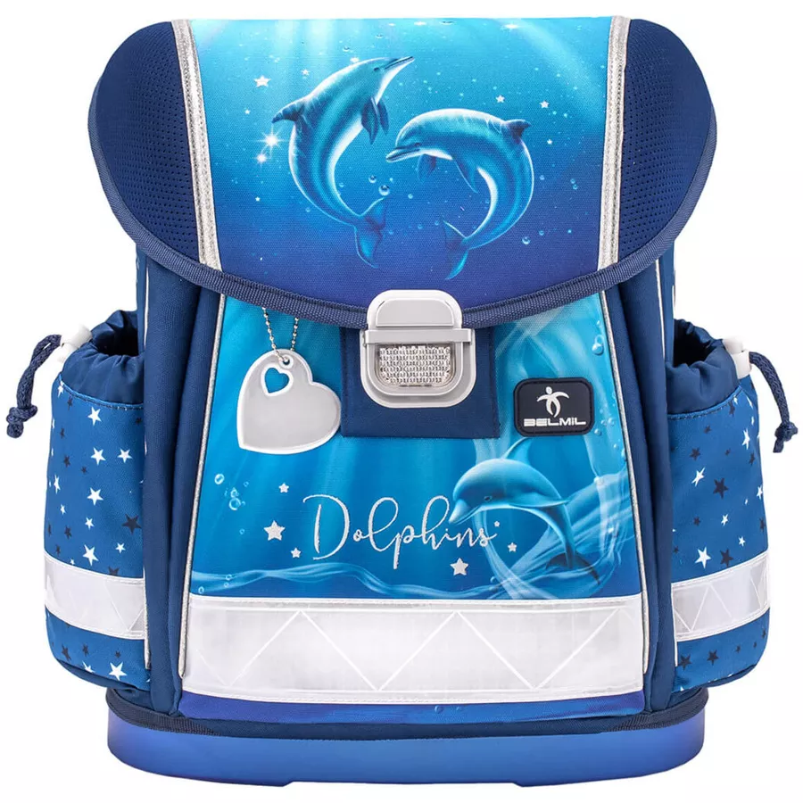 Belmil Schulranzen Classy Schulranzen Set 5-teilig mit Brustgurt Dolphins