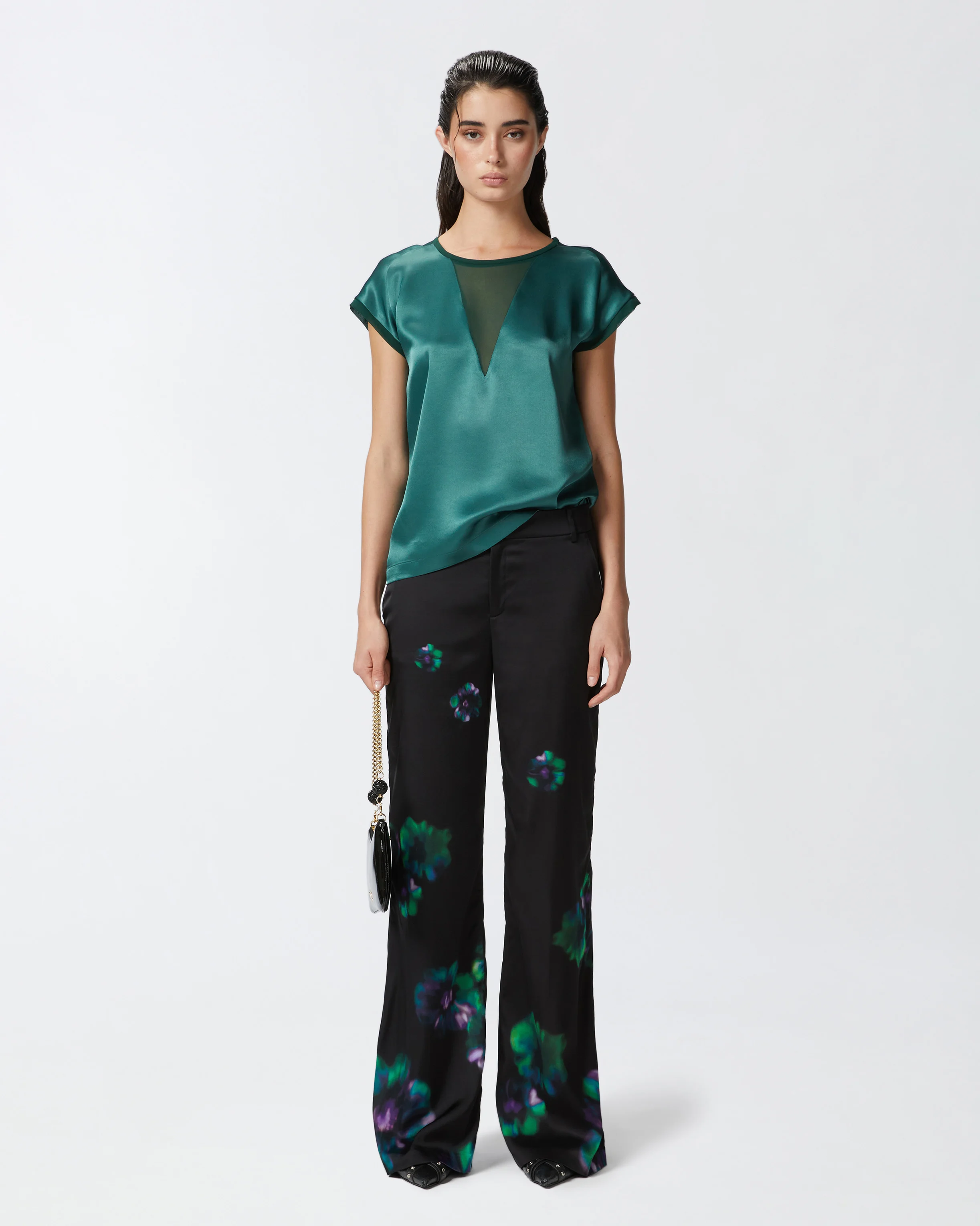 Pantalon à imprimé floral | Noir