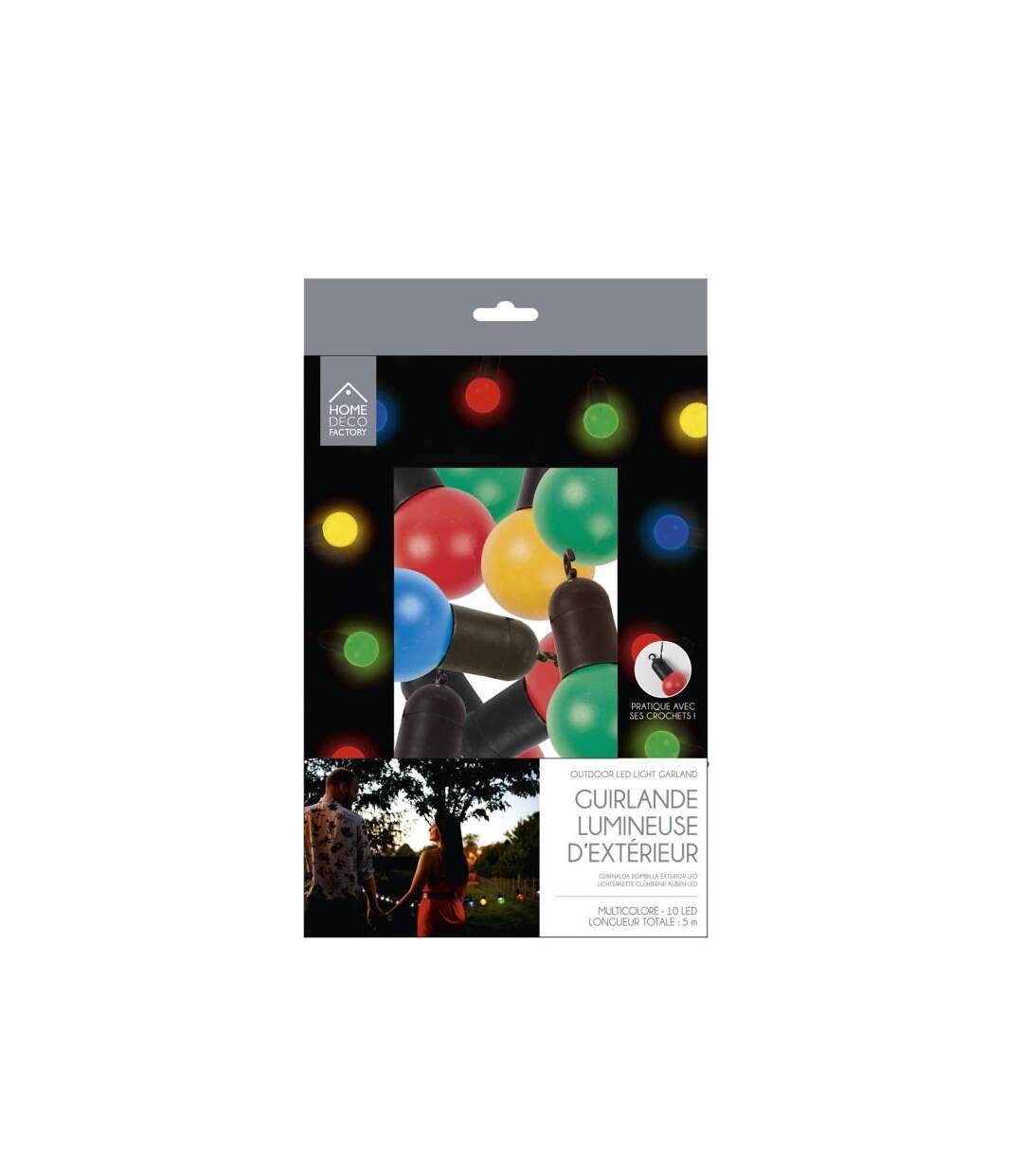 Paris Prix - Guirlande Lumineuse Extérieur ampoule Multicolore 5m Noir