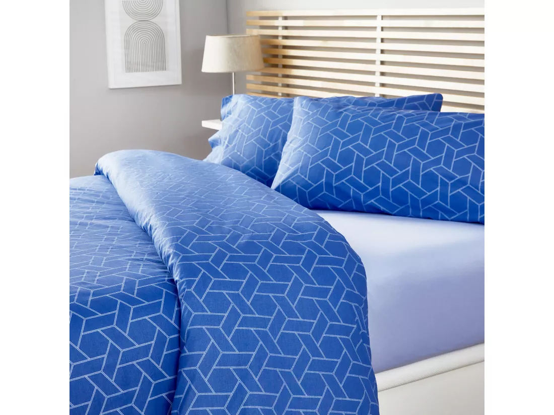 Housse de couette 100% coton 150 fils Bleu