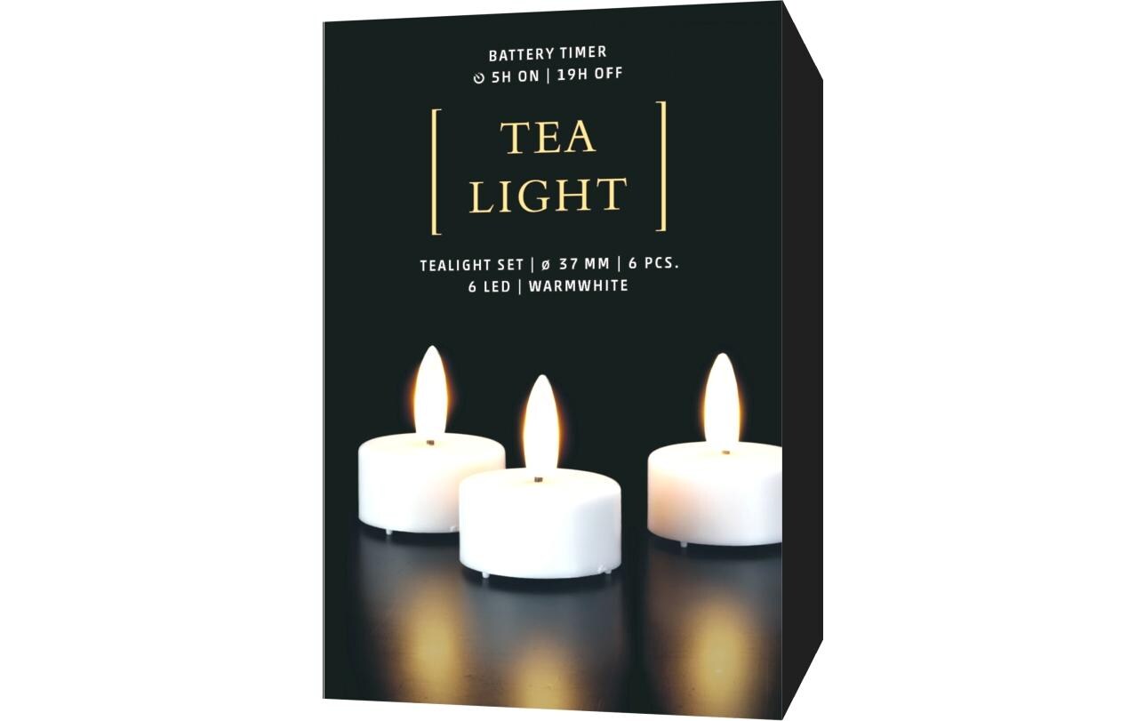 LED Teelichter Set 6er Set 3.7 cm, WeissLED Kerzen für den Innenbereich