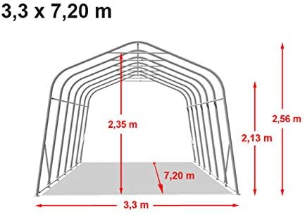 TOOLPORT Robuster Weideunterstand 3,3x7,2 m wetterfeste PVC Plane 800N Unterstand Lagerzelt, für Beton, grün