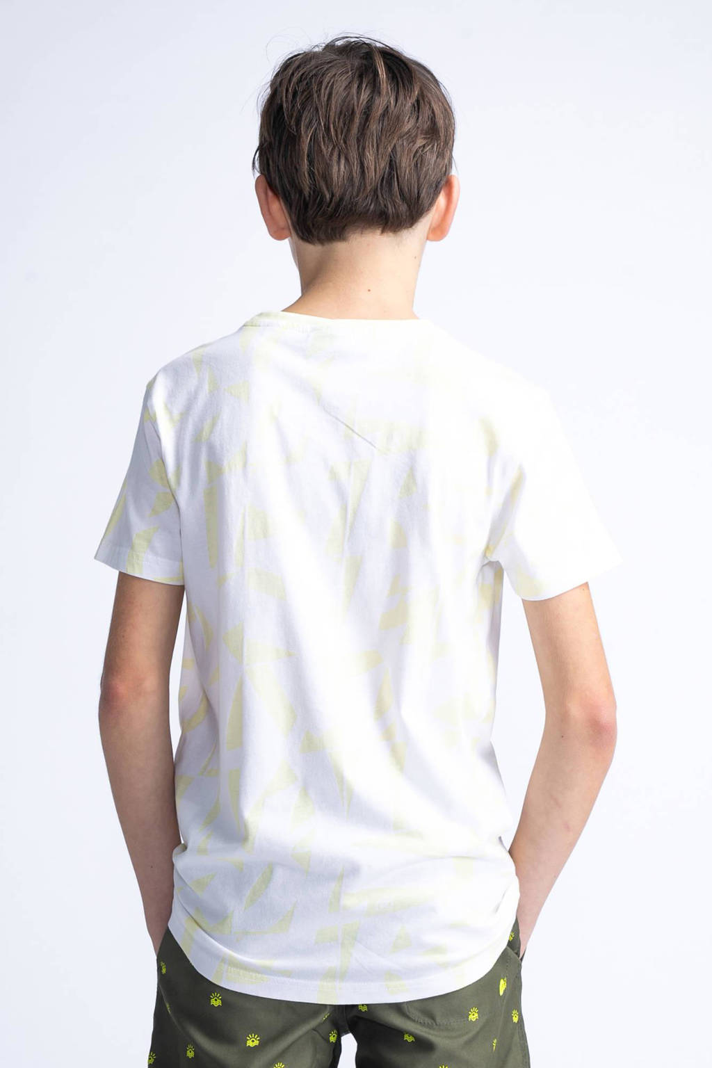 Petrol Industries T-shirt met all over print geel/wit