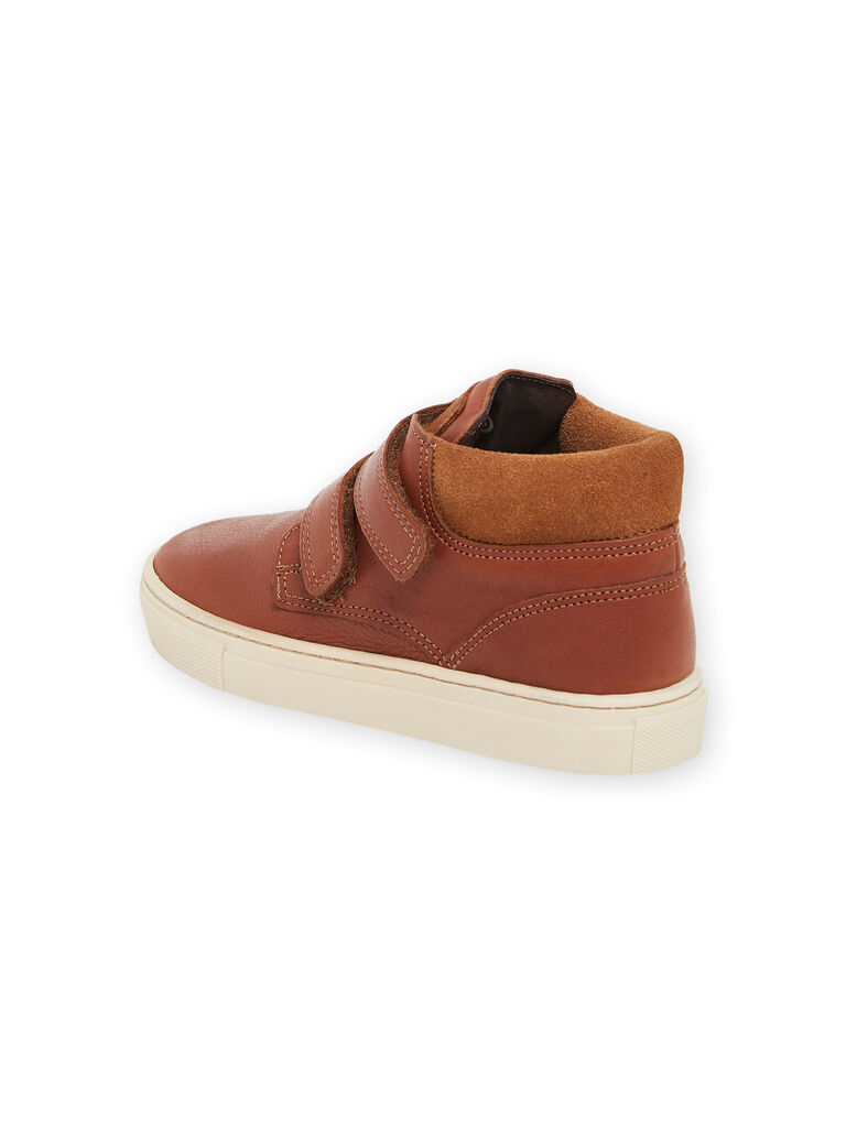 Baskets montantes en cuir lisse camel