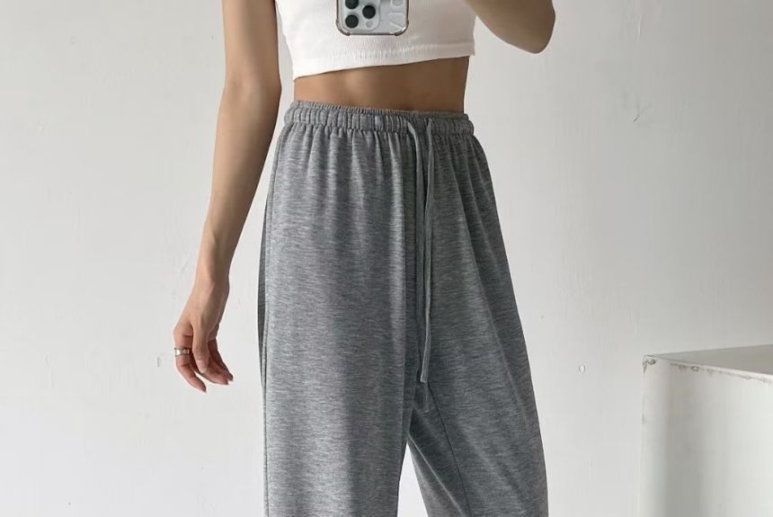 Yukis - Effen joggingbroek met trekkoord en wijde pijpen