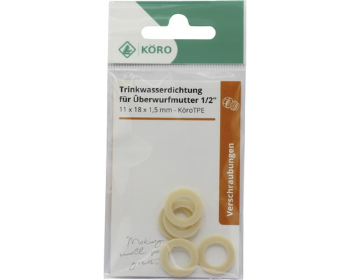 TPE ring 11 x 18 x 1,5 mm 70 Sh.A voor wartelmoer 1/2