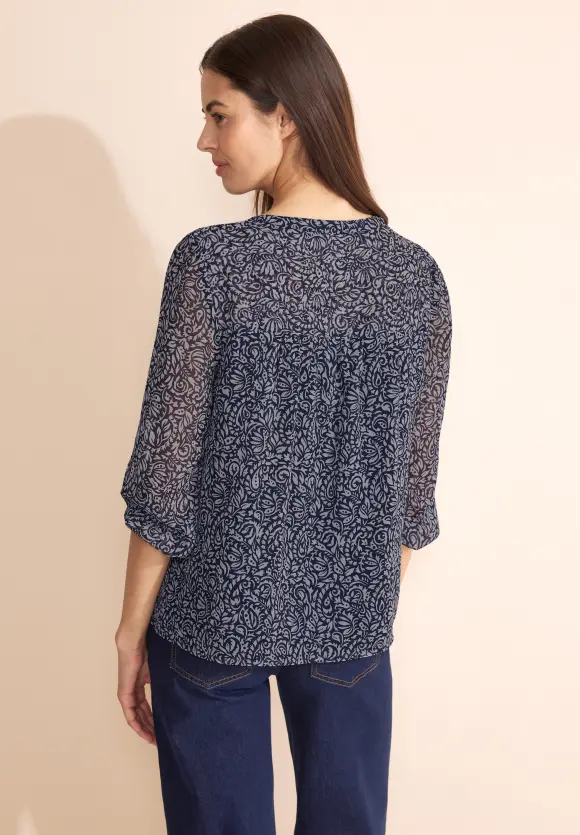 Chiffon Printbluse - deep blue