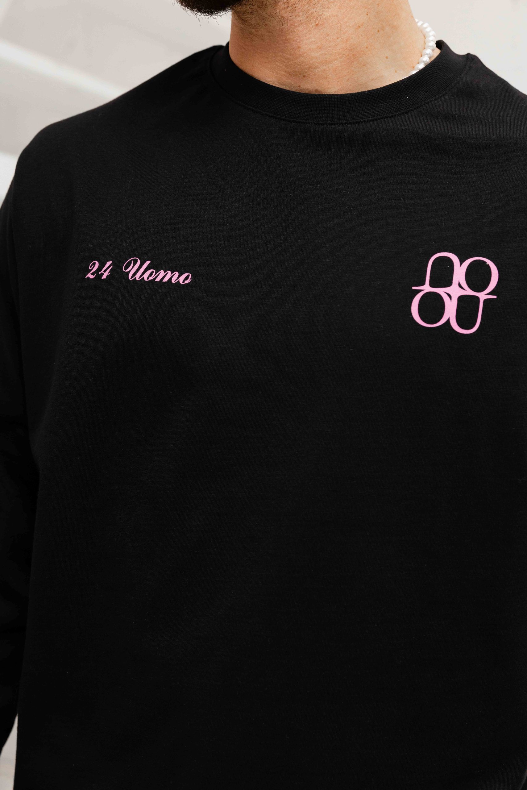 24 Uomo Symbol Longsleeve Shirt Heren Zwart/Roze