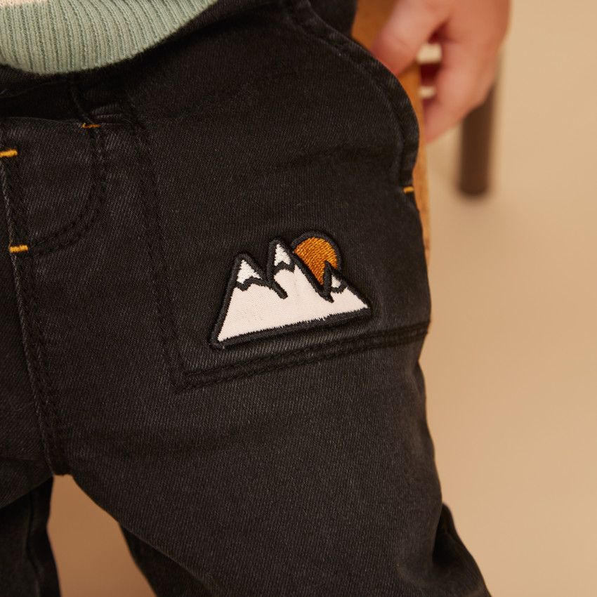 Jean jogger avec broderie fantaisie pour bébé garçon - Noir