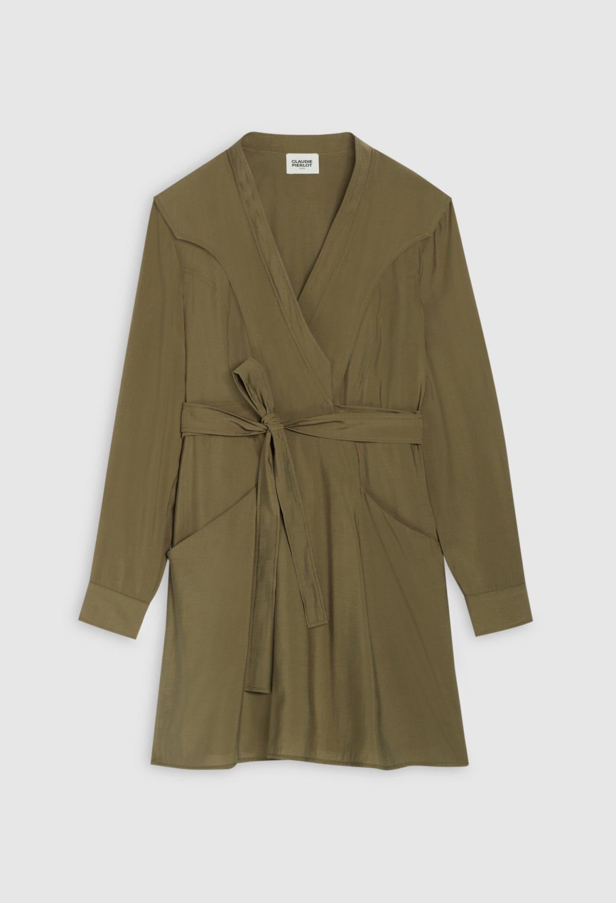 Robe courte &agrave; nouer kaki