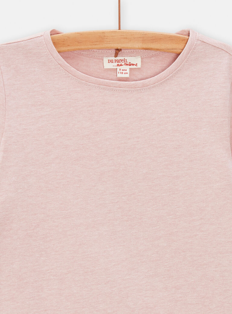 T-shirt manches longues rose poudrée pour fille