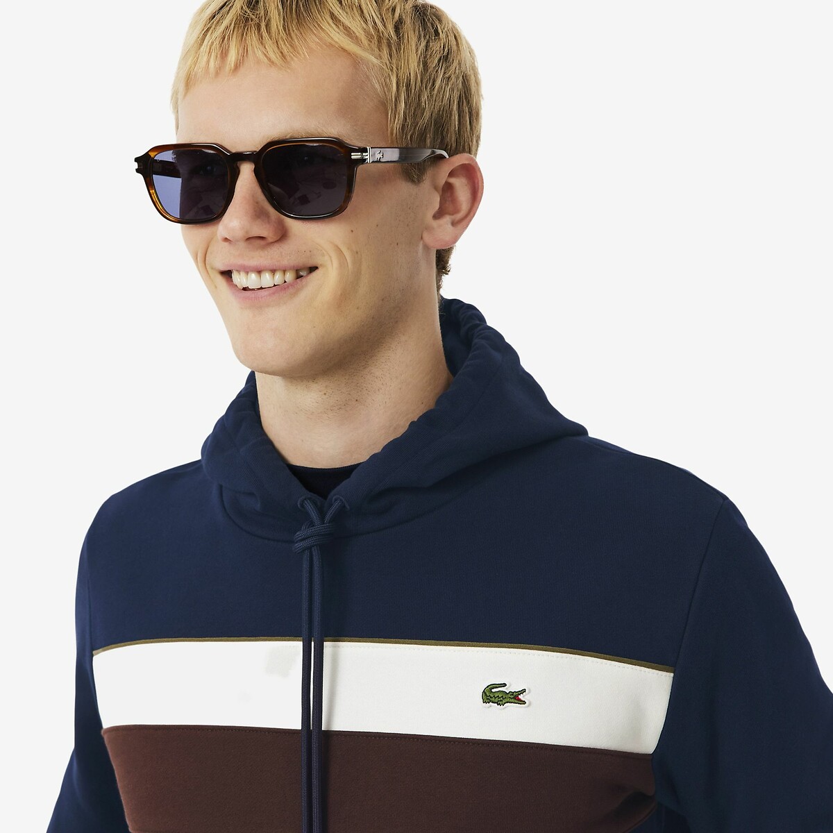 LACOSTE<br>Moletom com capuz e blocos de cor