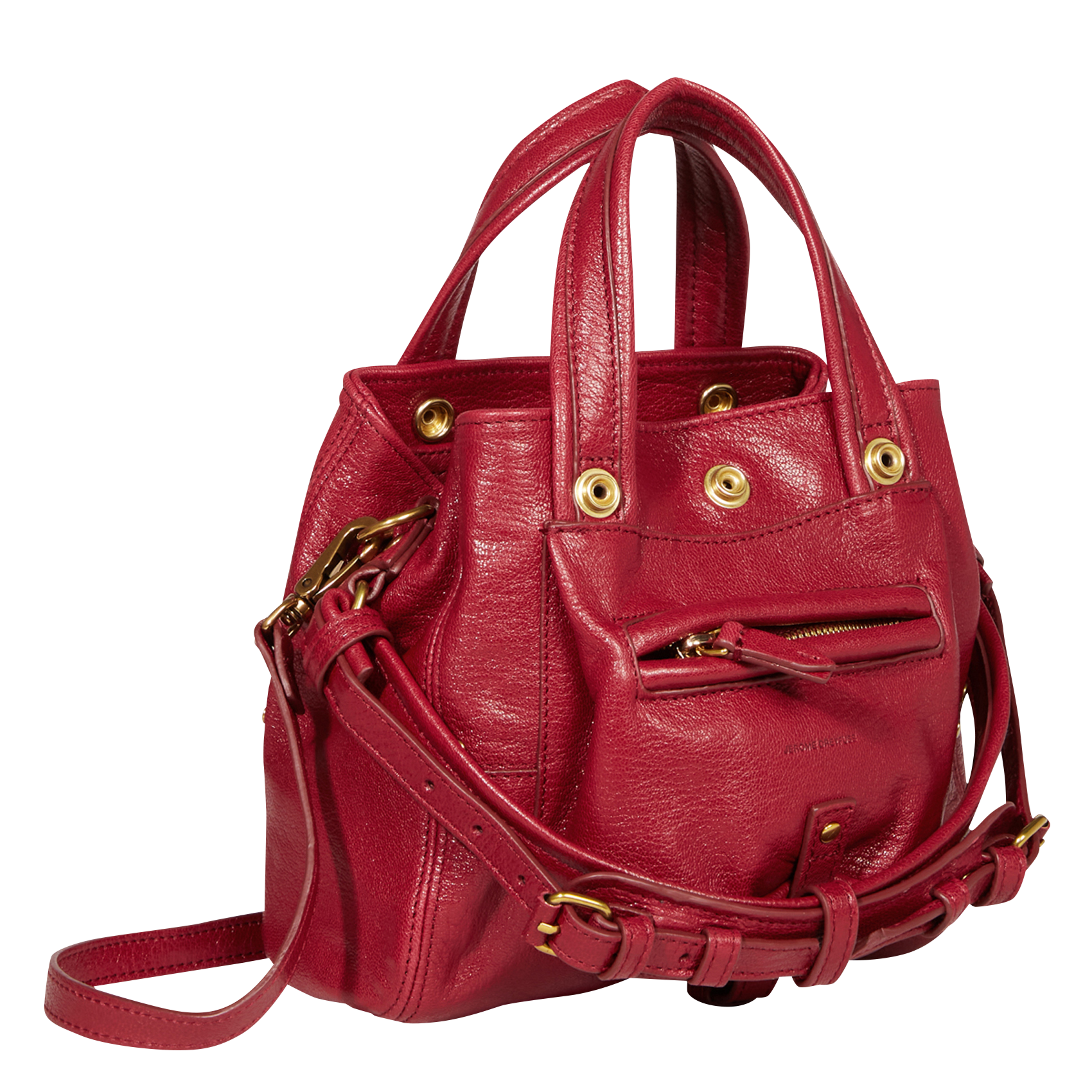 BILLY NANO - Mini sac bandoulière porté main en cuir | Rouge
