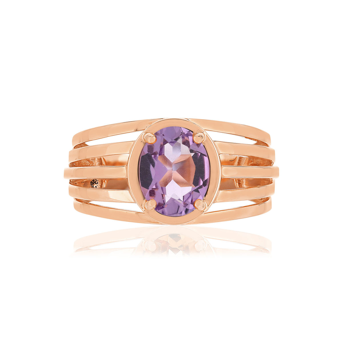 Bague or rose 375, 1 Améthyste 1,35 carat.