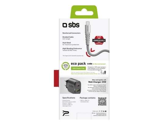 SBS - Câble USB - USB-C ultra resistant