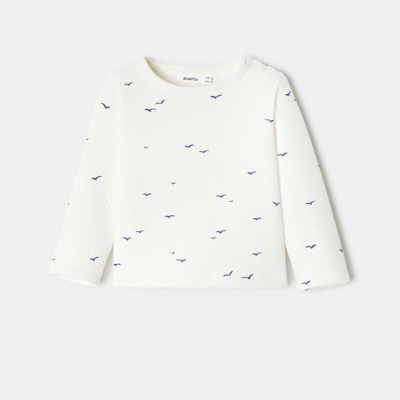 T-shirt manches longues en coton bio blanc bébé fille Absorba Blanc