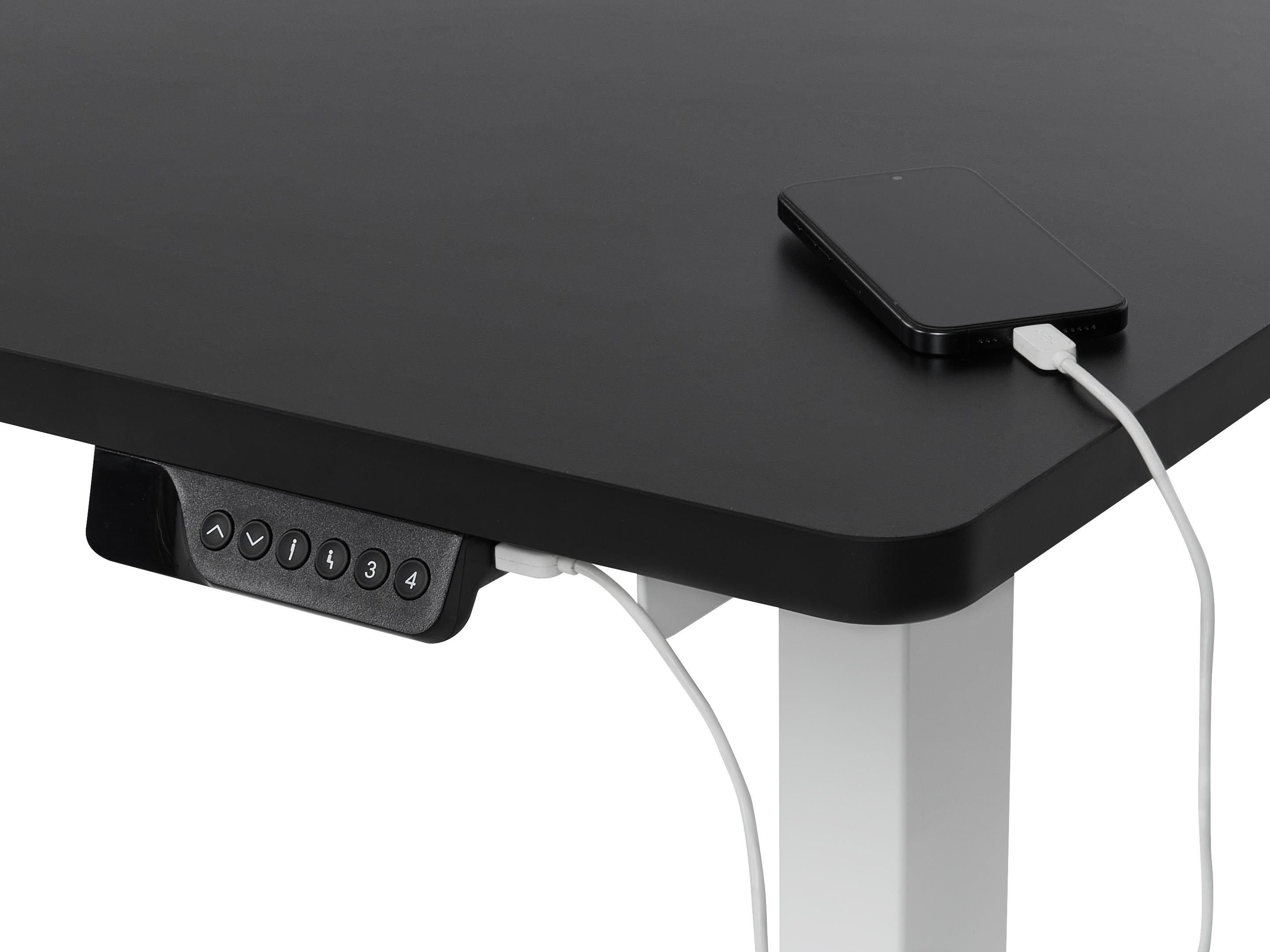 Elektrisch verstelbaar hoekbureau DESTINES Zwart/wit 160 cm 109 cm linkszijdig
