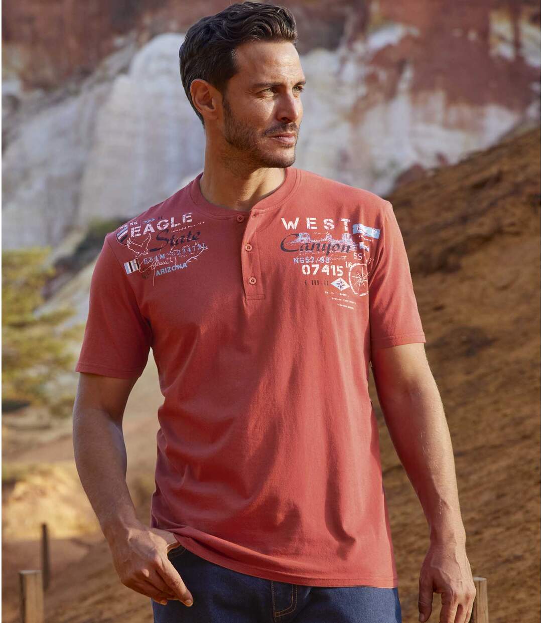 Lot de 2 Tee-Shirts Col Tunisien Evasion
